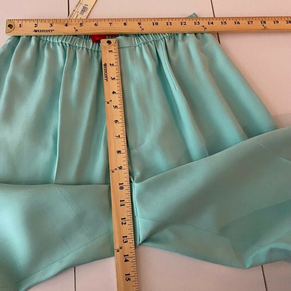 SHAMASK Pants 100% Silk Womens Size 2 Blue Bergdorf Goodman Relaxed - Picture 8 of 9